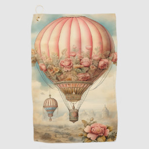 Serviette De Golf Ballon à air chaud vintage Steampunk Rose Floral