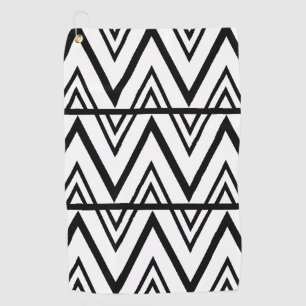 Serviette De Golf Bande Chevron Noir Blanc Blancs Bande Chevron