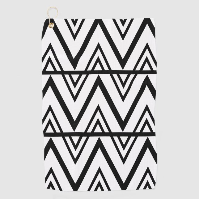 Serviette De Golf Bande Chevron Noir Blanc Blancs Bande Chevron (Devant)