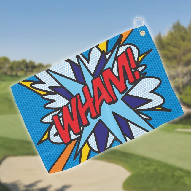 Serviette De Golf Bande dessinée WHAM Amusement Moderne Tendance (Comic Book WHAM Modern Fun Trendy Golf Towel)