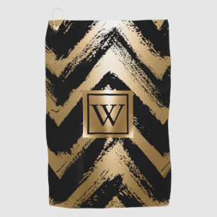 Serviette De Golf Bandes à pinces noires et dorées