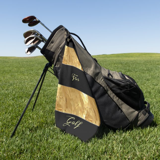 Serviette De Golf Bandes d'or noir  (Vert)