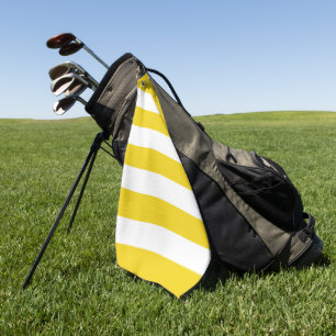 Serviette De Golf Bandes Jaunes, Blancs, Motif rayé