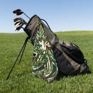Serviette De Golf Bandes métalliques vertes en forme de fleurs, sépi