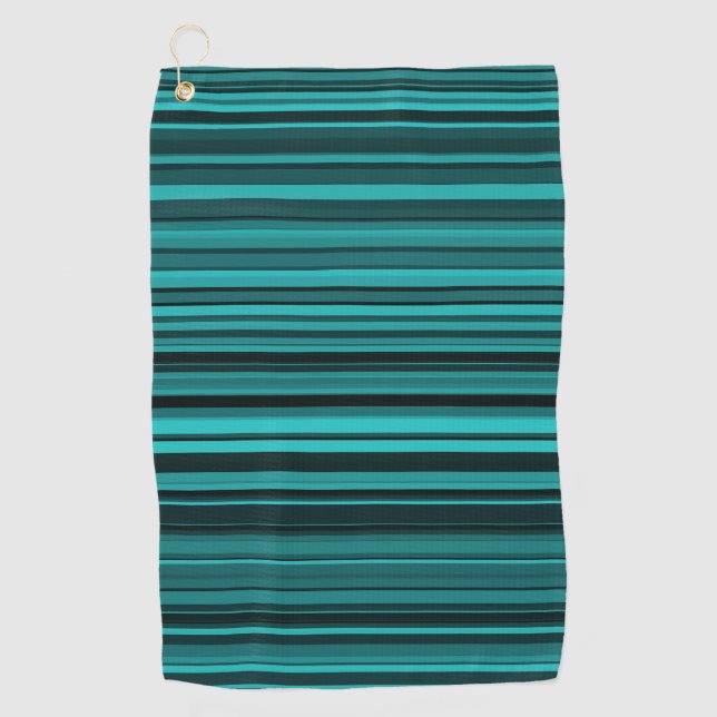 Serviette De Golf Bandes noires turquoises (Devant)