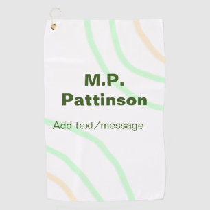 Serviette De Golf Bandes orange vertes ajouter le nom message texte 