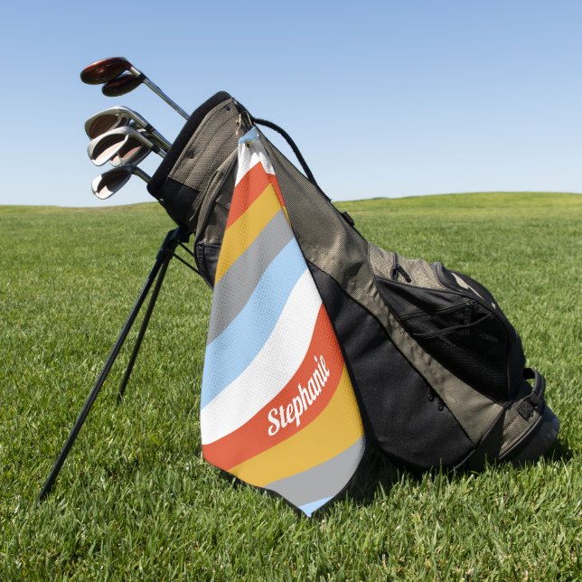 Serviette De Golf Bandes rétro personnalisées (Vert)