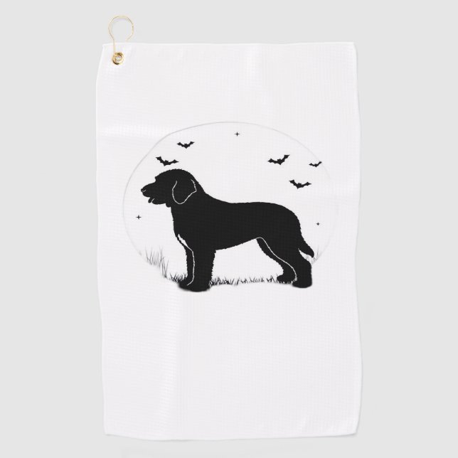 Serviette De Golf Barbet Chien - Halloween Lune Silhouette surdimens (Devant)