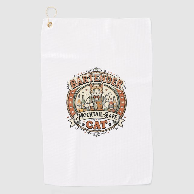Serviette De Golf Barman Mocktail-Safe Cat Barman Mocktail-Saf (Devant)