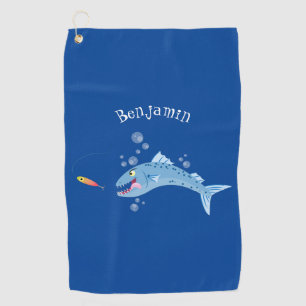 Serviette De Golf Barracuda poisson affamé de la pêche dessin animé