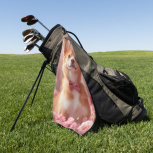 Serviette De Golf Basenji avec Rose - Saint Valentin