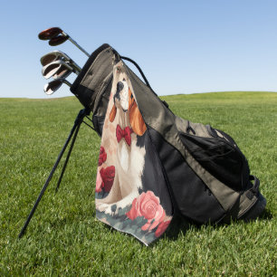 Serviette De Golf Basset Hound avec Roses - Saint Valentin
