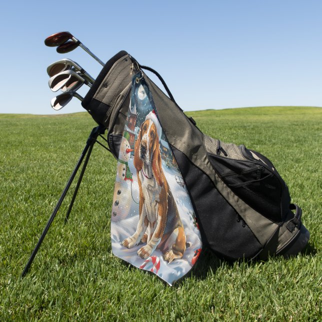 Serviette De Golf Basset Hound Chien Winter Wonderland Noël Joie (Vert)