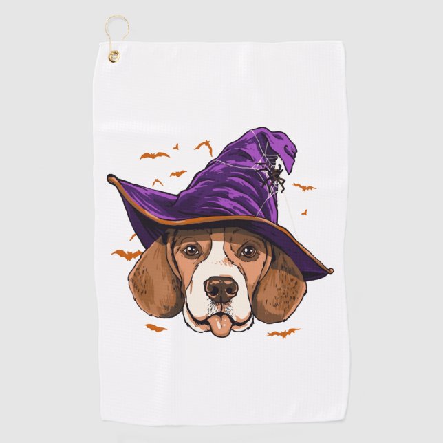 Serviette De Golf Beagle Chien sorcier Funny Halloween Amoureux des  (Devant)