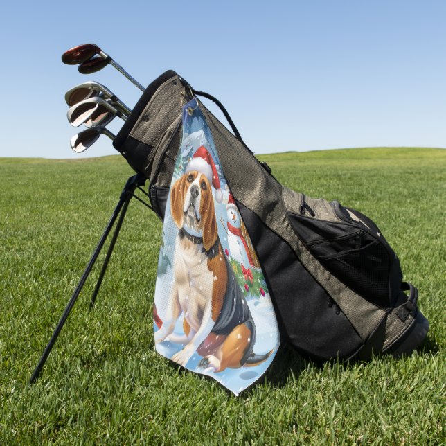 Serviette De Golf Beagle Chien Winter Wonderland Noël Joie (Vert)