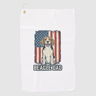 Serviette De Golf Beagle Dad Patriotic Vintage Engraving Dog Design_