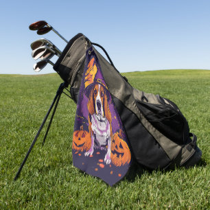 Serviette De Golf Beagle effrayant Halloween Sorcière et Citrouille