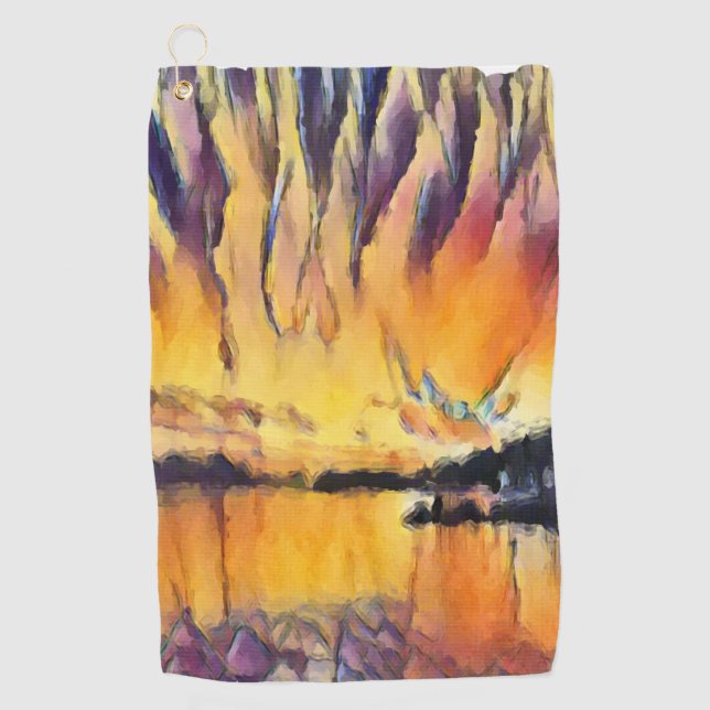 Serviette De Golf Beau lever de soleil comme design aquarel (Devant)