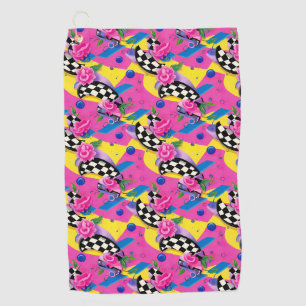 Serviette De Golf Beau motif surréaliste rose et damier