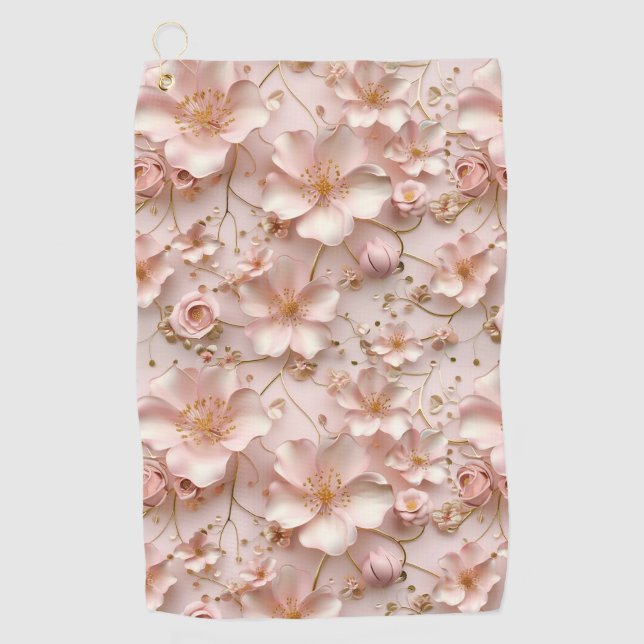 Serviette De Golf Beau Pastel Rose Doux Floral (Devant)