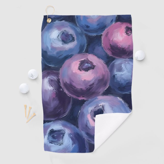 Serviette De Golf Beaux Bleuets | Peinture de Fruits (En situation)