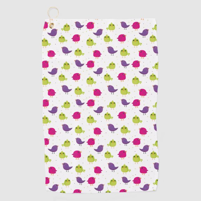 Serviette De Golf Beaux oiseaux colorés (Devant)