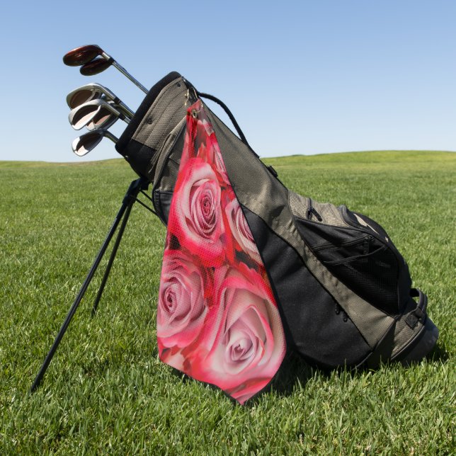 Serviette De Golf Beaux roses en bouquet rose et rouge (Vert)