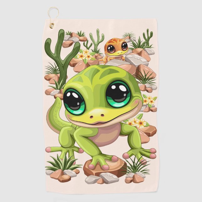 Serviette De Golf Bébé Geckos jote personnages de dessin (Devant)