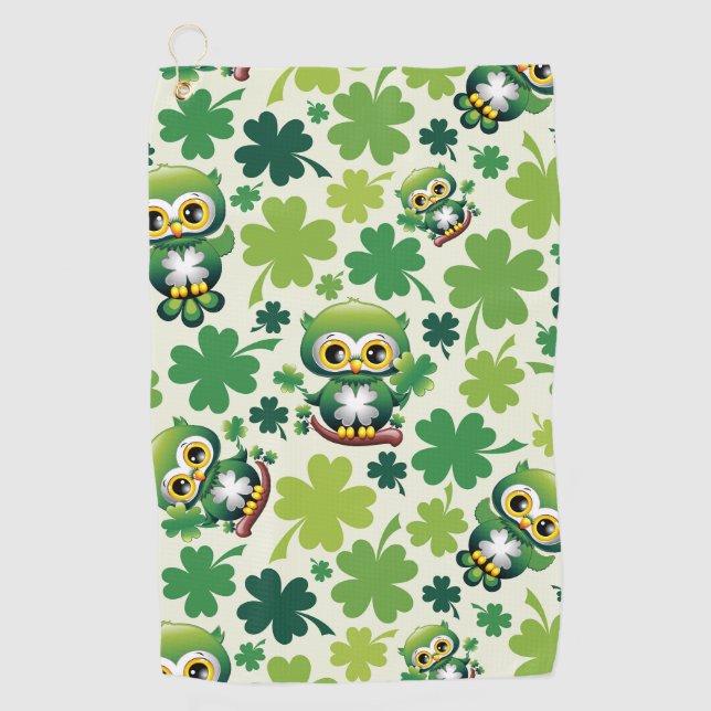 Serviette De Golf Bébé Hibou Mignon St Patrick Dessin Animé (Devant)