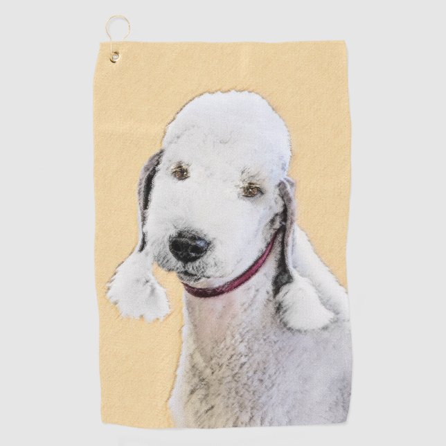 Serviette De Golf Bedlington Terrier Peinture - Art Chien original (Devant)