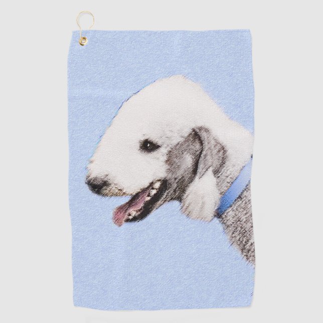 Serviette De Golf Bedlington Terrier Peinture - Art Chien original (Devant)