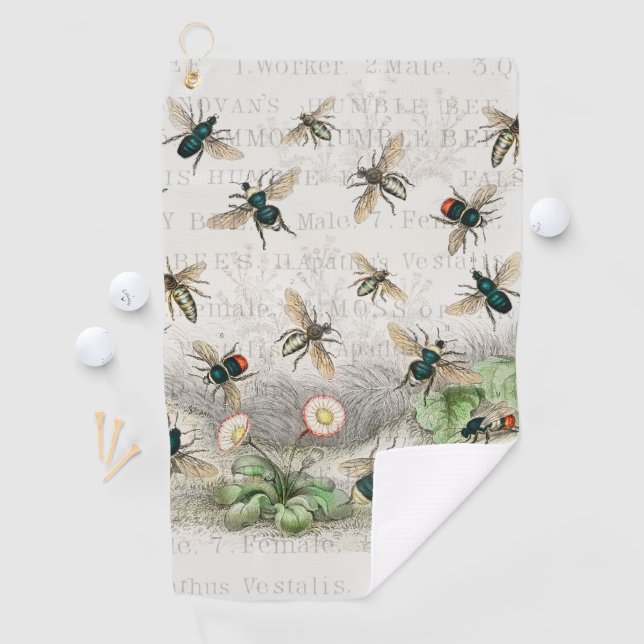 Serviette De Golf Bee Honey Travailleur Queen Bees Antique (En situation)