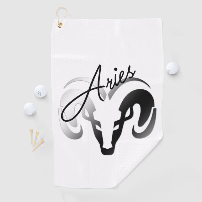 Serviette De Golf Bélier argent le zodiaque du Bélier (En situation)