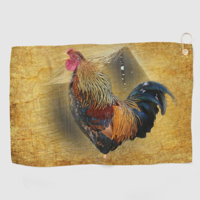Serviette De Golf Belle coop de poulet rôti et de grange rustique (Horizontal)