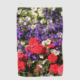 Serviette De Golf Belles fleurs annuelles violettes, rouges et blanc