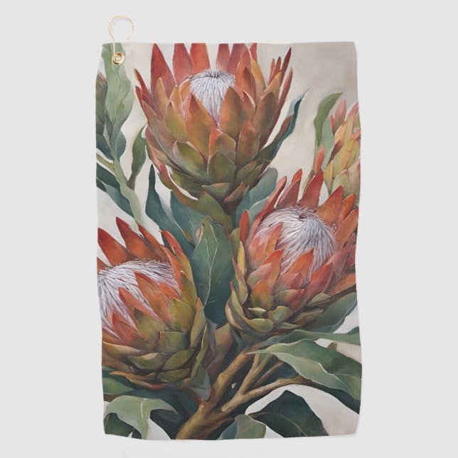 Serviette De Golf Belles fleurs de Protea d'Afrique du Sud (Devant)