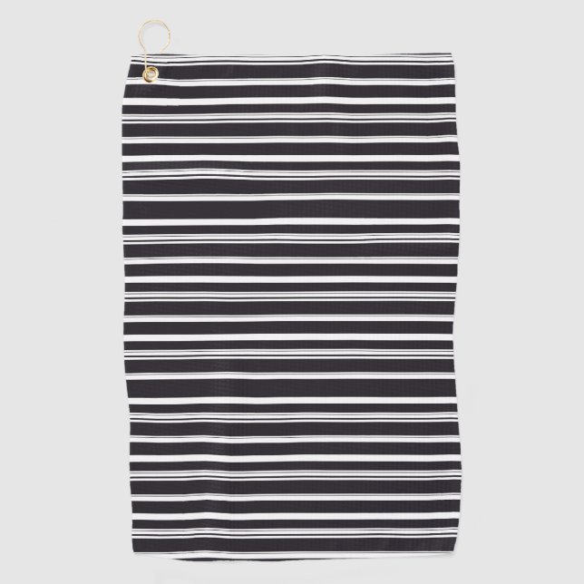 Serviette De Golf Belles rayures blanches noires (Devant)