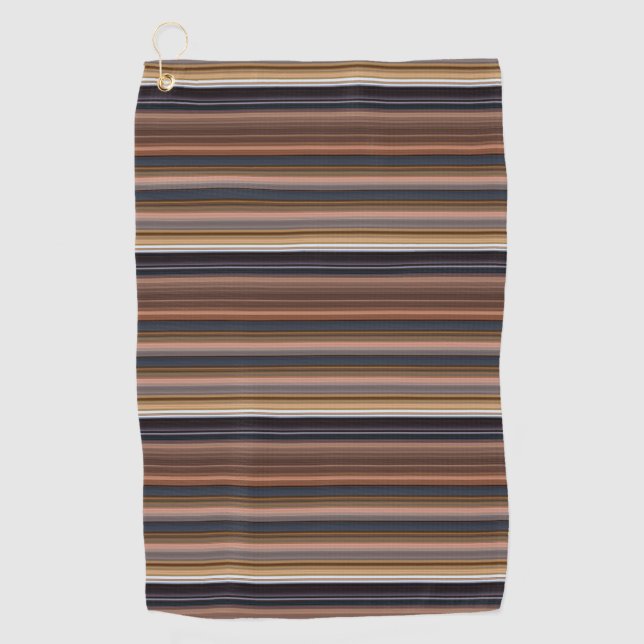Serviette De Golf Belles rayures bleues brunes (Devant)
