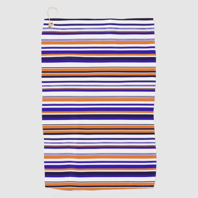 Serviette De Golf Belles rayures bleues orange (Devant)