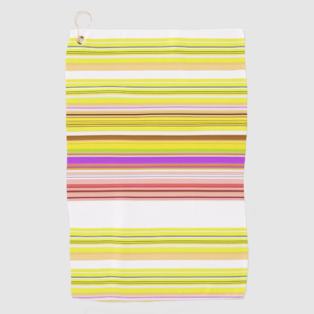 Serviette De Golf Belles rayures jaunes blanches (Devant)