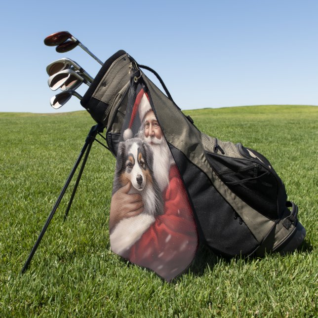 Serviette De Golf Berger australien avec Noël du Père Noël (Vert)