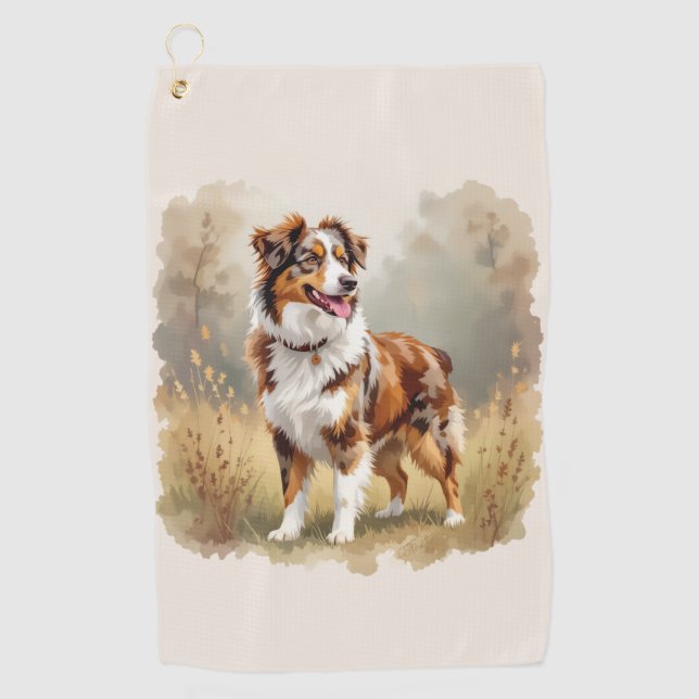 Serviette De Golf Berger Australien Red Merle Aussie (Devant)