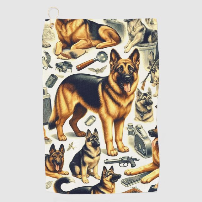 Serviette De Golf Berger vintage allemand sans couture (Devant)