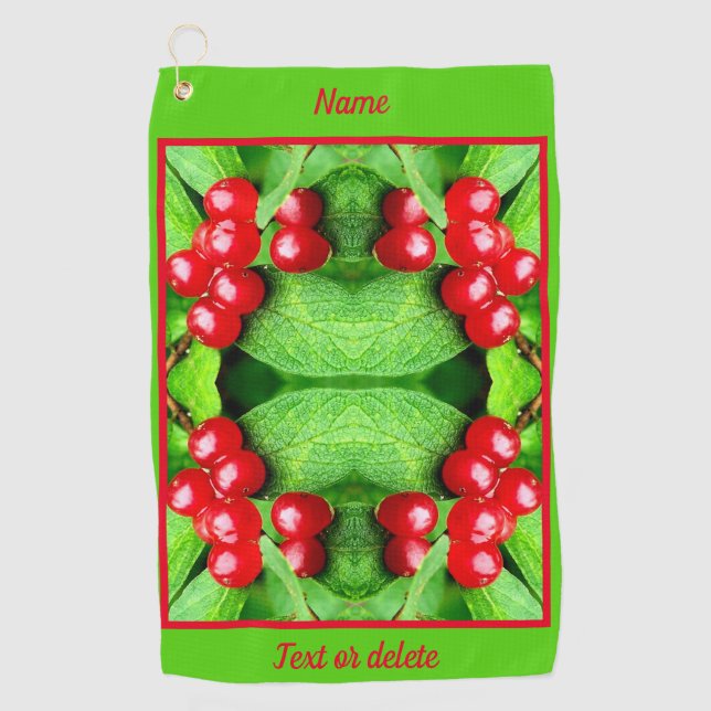 Serviette De Golf Berries rouges avec gouttes de pluie Abstrait Pers (Devant)