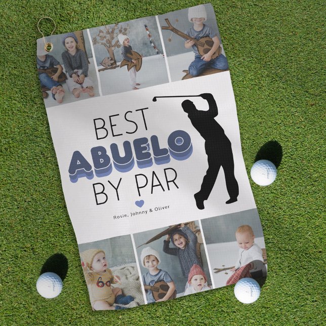 Serviette De Golf Best Abuelo By Par Photo Collage Golf Towel (Créateur téléchargé)