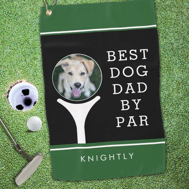 Serviette De Golf BEST CHIEN DAD BY PAR Photo Personnalisé Black Gre (Créateur téléchargé)