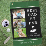 Serviette De Golf BEST DAD BY PAR PAR 3 Collage photo Personnalisé<br><div class="desc">Torchon de golf photo personnalisé avec 3 photos pour le père golfeur avec le suggestif éditable de golf drôle dire BEST DAD BY PAR (ou changer à votre texte personnalisé) dans un jeu de couleurs noir, vert et blanc éditable. Ajoutez un nom, un monogramme ou un message spécial en bas....</div>