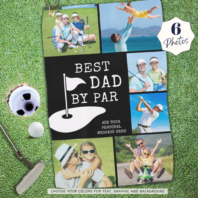 Serviette De Golf BEST DAD BY PAR PAR 6 Collage photo Personnalisé (Créateur téléchargé)
