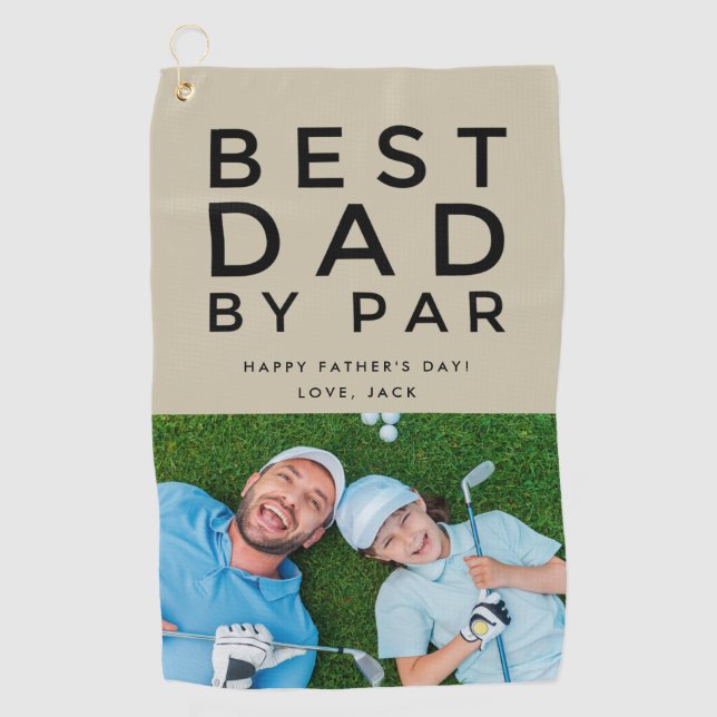Serviette De Golf Best Dad By Par Photo Golf Fête des pères Cadeau (Devant)