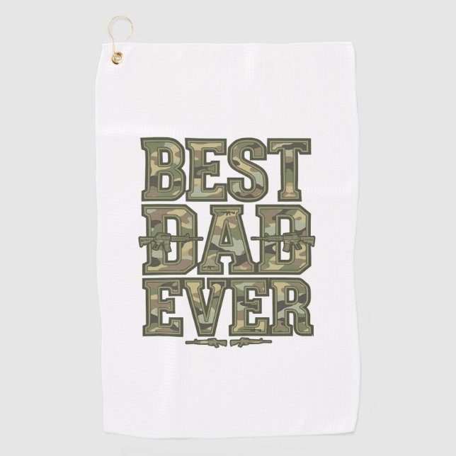 Serviette De Golf Best Dad Ever Camo Vintage Engraving Design_1 (Devant)
